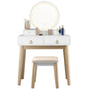 Modern Makeup Table Set Vanity Dressing Table W/ Stool LED Mirror & 4 Drawers