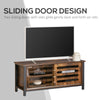 Industrial TV Stand Media Console Table Unit Cabinet Steel Frame Sliding Doors