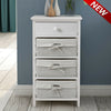 4 Drawer Basket Drawers White Cupboard Cabinet for Bedroom Living Room Bathroom