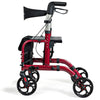 2-In-1 Rollator Walker & Transport Chair Folding Walking Aid w/ Large Seat