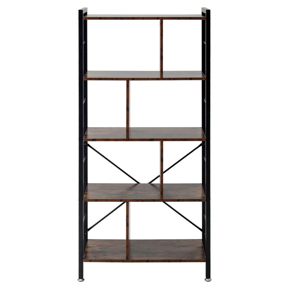 Industrial Bookcase Storage Display Shelf Bookshelf Rustic Stand Rack Furniture