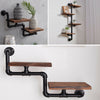 Industrial Ladder Pipe Shelf Wooden Wall Mount Display Shelving Floating Storage