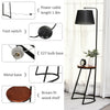 165cm Unique Floor Lamp & Middle Wood Shelf Industrial Style Home Brown Black