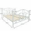 Metal Bed Frame King Size 5FT Scroll Modern Crystal Slatted White