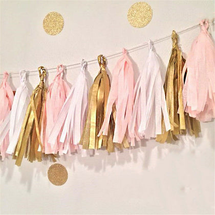 Tissue Paper Tassel Garland Bunting Confetti Paper Birthday Hanging Decorations