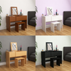 Ava Dressing Table Folding Mirror & Stool Set Storage Desk Makeup Vanity Bedroom
