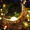 Outdoor Garden LED Moon Crescent Stake Lamp Solar Power Cracked Globe Light Deco