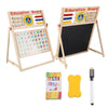 Child Drawing Art Chalk Board Easel Wooden Blackboard Whiteboard 2 in 1