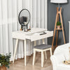 HOMCOM Dressing Table Vanity Set Make Up Desk with Round Mirror & Stool White