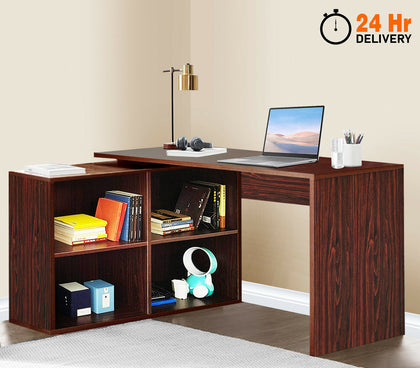 Computer Desk With Shelves L-shaped Corner PC Table Home Office Workstation