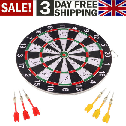 15 Inch Dart Board 6 Darts For Adults Or Kids Double Sided Dartboard Party Game