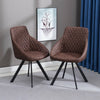 2x Grey&Brown Dining Chairs Set PU Faux Leather Padded Metal Legs Accent Chair