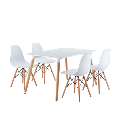 Dining Table and Chairs 2 4 6 Set Wooden leg Retro Room Chair White Kitchen
