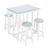 Pine Wood Dining Set in Table+ 4 Chairs Stools Grey/White Kitchen Home Furniture