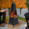 Pyramid Patio Fire Pit Chiminea Heater Outdoor Garden Log Burner Black Firepit