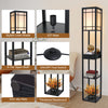 Wooden Floor Lamp 3-Tier Storage Freestanding Lignting with Drawer USB Type C