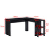 CLIPOP Black L Shaped Computer Desk Corner PC Table Workstation Office Shelf