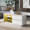 WOODEN LED COFFEE TABLE WITH STORAGE 2 DRAWERS LIVING ROOM FURNITURE HIGH GLOSS