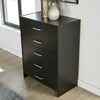 Chest of Drawers Black Bedroom Furniture 5 Drawer Silver Handles Metal Runners