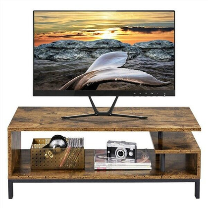 Industrial TV Table Wood TV Stand Console Cabinets with Shelves for Living Room