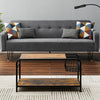 Coffee Table w/ Storage Wire Basket Wooden Industrial Metal End Table Livingroom