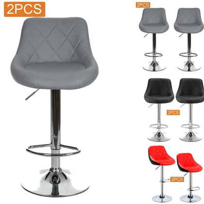 2X Bar Stools Leather Swivel Gas Lift Chair Kitchen Breakfast Pub Black,Red,Grey
