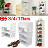 3/4/7 Tiers Shoe Rack Storage Shelf Display Stand Organiser Unit Cabinet White