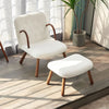 Boucle Armchair with Footstool Accent Tub Chair Occasional Chair Wing Back White