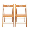 2PCS Folding Chairs Wood Bamboo Studying Dining Room Student Chair Stool Seat