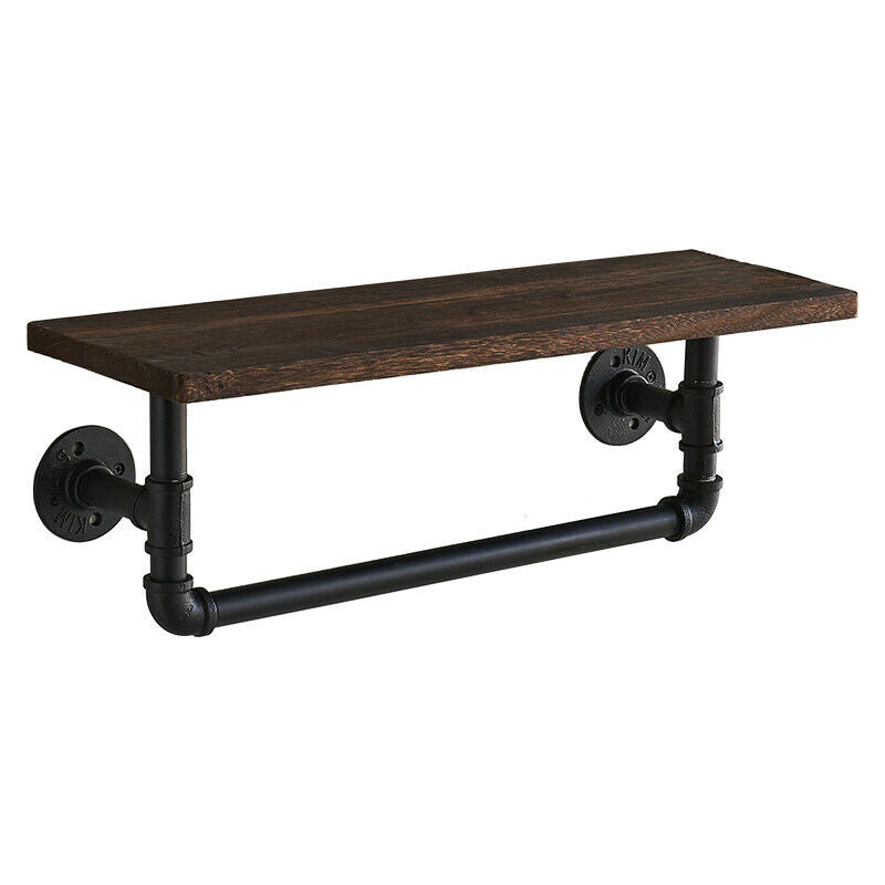 Rustic Industrial Pipe Wooden Metal Wall Floating Shelf Storage Shelving Unit UK