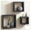 NEW BLACK SET OF 3 FLOATING CUBE SHELVES WALL MOUNTED HOME DECOR DISPLAY UNITS