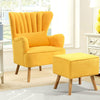 Faux Wool Sofa Tub Chair Armchair with Stool Living Room Office Reception Seat