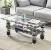 Rectangle Modern Tempered Glass Coffee Table Black Cage With Shelf Living Room