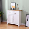 Living Room Storage Cabinet Sideboard Cupboard 2 Door&2 Drawer White/Grey