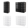 Mondeer 8/12 pcs Stackable Shoe Organiser Boxes Shoe Cabinet Transparent/Black