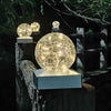4 SOLAR DECK CAP POST LIGHTS OUTDOOR GARDEN CRACKLE GLASS BALL LIGHTS WARM WHITE