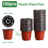 Garfans 130PCS Plant Pots Plastic Terracotta Bucket Herb Flower Pot Planter Tray