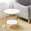 Gold Finish Round 2 Tiers Side Table Coffee Table Room Living Room Furniture NEW