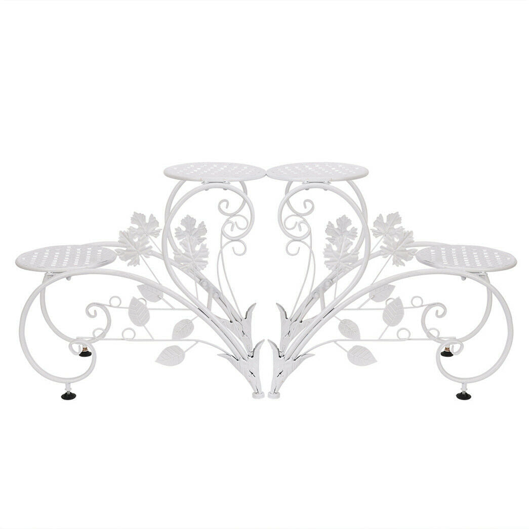 Set of 2 Flower Holder Rack Elegant Swan Shape Plant Stand Planter Support Shelf
