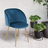 1 x Modern Velvet Dining Chair Make-up Chair Kitchen Office Lounge Armchair Blue