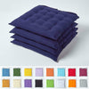 Dining Chair Seat Pads 100% Cotton Square Thick Booster Cushion Plain with Strap