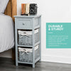 Shabby Chic Bedside Unit Tables Drawers Cabinet + Wicker Storage Wooden Bedroom