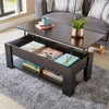 Modern Sliding Top Coffee Table with Bottom Shelf and Hidden Storage Tea Table