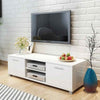 TV Cabinet 2 Shelves 2 Compartments with Doors High-Gloss White 120x40.3x34.7 cm