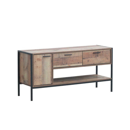 Stretton TV Unit Stand Cabinet Rustic Industrial Living Room Furniture 124cm