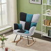 Rocking Chair Upholstered Linen Armchair Wing Back Rocker Single Sofa Recliner