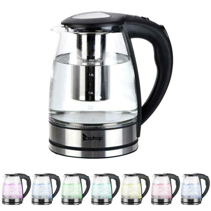 Cyber Monday 2200W Electric Glass Kettle Jug 1.8L 7 Colours LED Illuminated