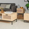 Lena Rattan Coffee Table Natural Industrial Design Black Metal Legs Living Room