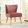 Upholstered Gray-Pink Velvet Armchair Chair Retro Button Wing Back Lounge Sofa