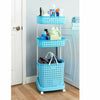 3 Tier 4 Wheeled Multi Purpose Laundry Hamper Basket Storage Cart Organiser Blue